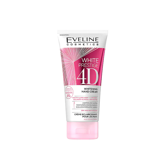 Eveline Cosmetics White Prestige 4D Whitening Hand Cream With Shea Butter Collagen And Elastin - 100 ml