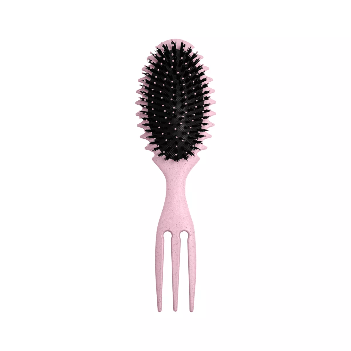Hair System Curly Hair Brush with Three-Pointed Fork Design Tail Pink