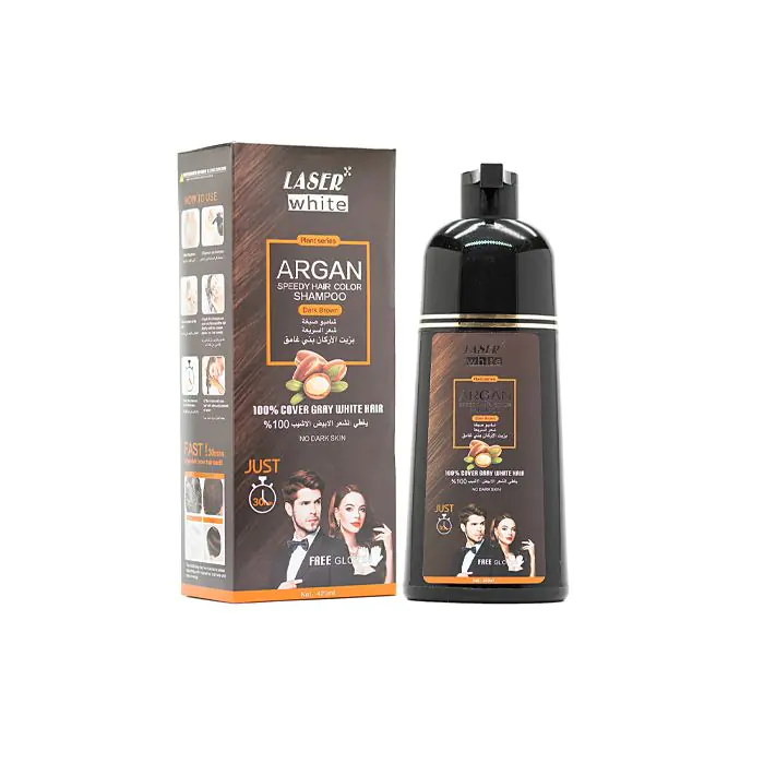 Laser White Argan Speedy Hair Color Shampoo Brown - 420 ml