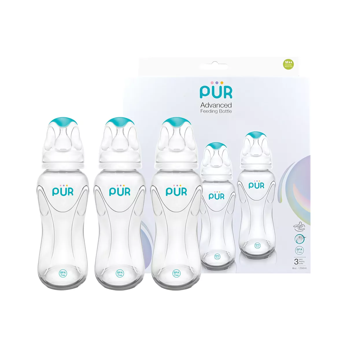 Pur Advanced Slim Neck Bottle 3 Pieces 3+ Months - 250 ml