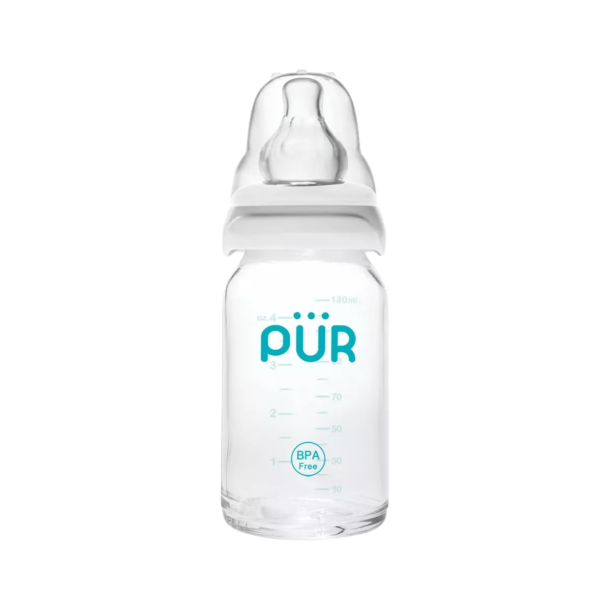 Pur Glass Feeding Bottle 0-3 Months - 130 ml