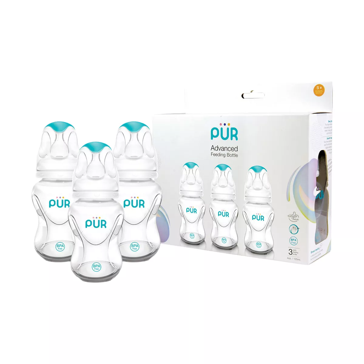 Pur Advanced Slim Neck Bottle 3 Pieces 0-3 Months - 125 ml